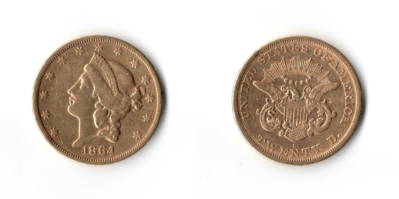 Stati Uniti, 20 Dollari 1864 San Francisco BB+ Raro